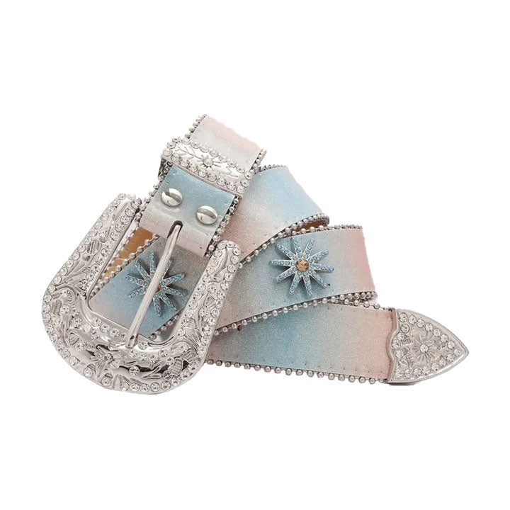 Pastel Gradient Rhinestone Western Belt