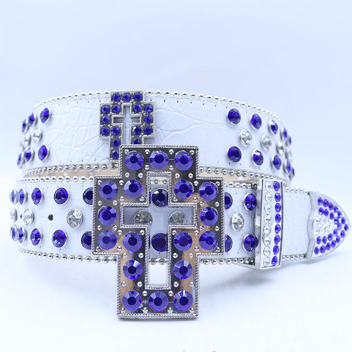 Dazzling Rhinestone Belt with Unique Cross-Shaped Buckle