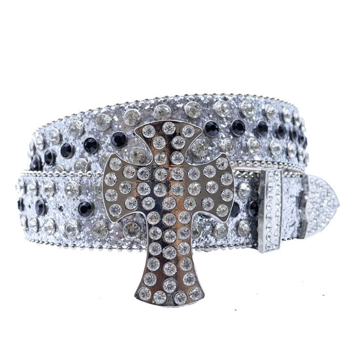 Rhinestone Cross Designer Belt Premium Bling Belt for Men & Women