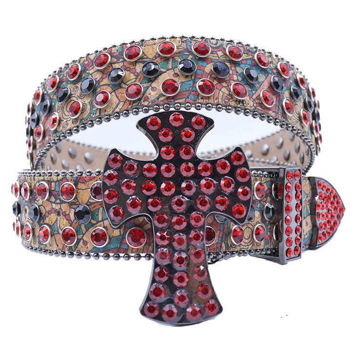 Rhinestone Cross Designer Belt Premium Bling Belt for Men & Women