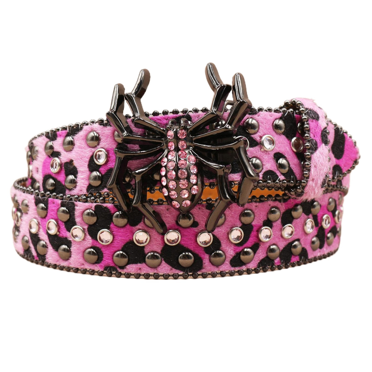 Leopard Print Spider Rhinestone Belt
