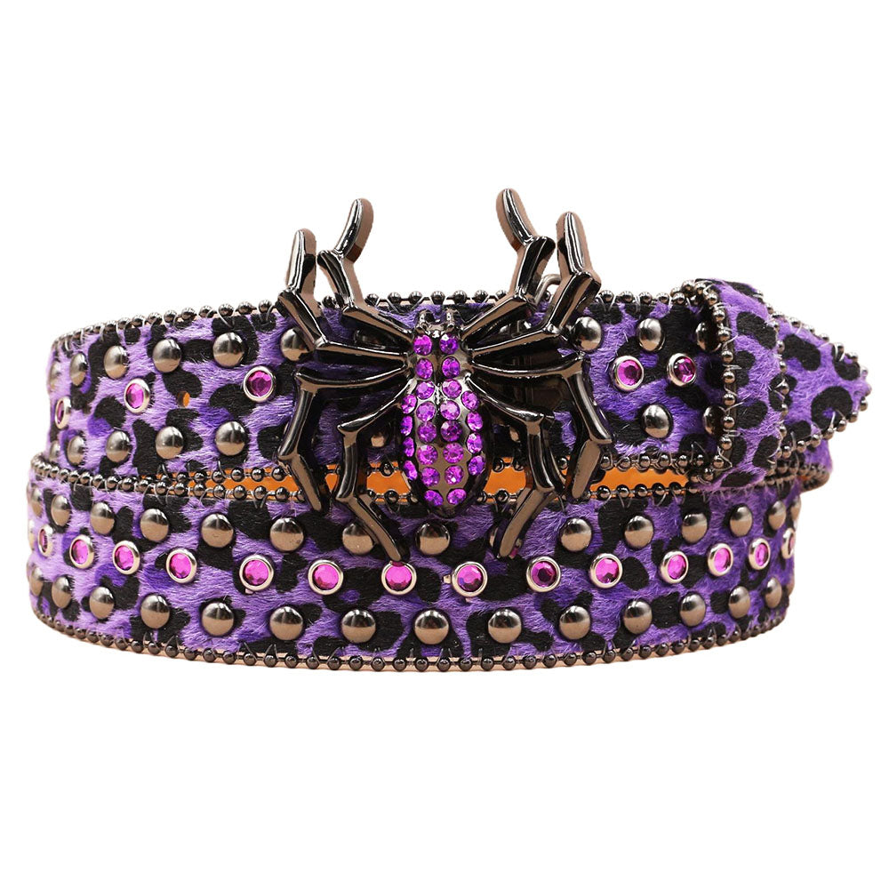 Leopard Print Spider Rhinestone Belt