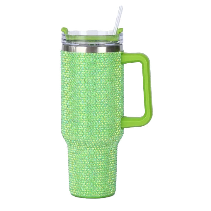 Rhinestone Tumbler Cup with Straw – Glitter Travel Mug