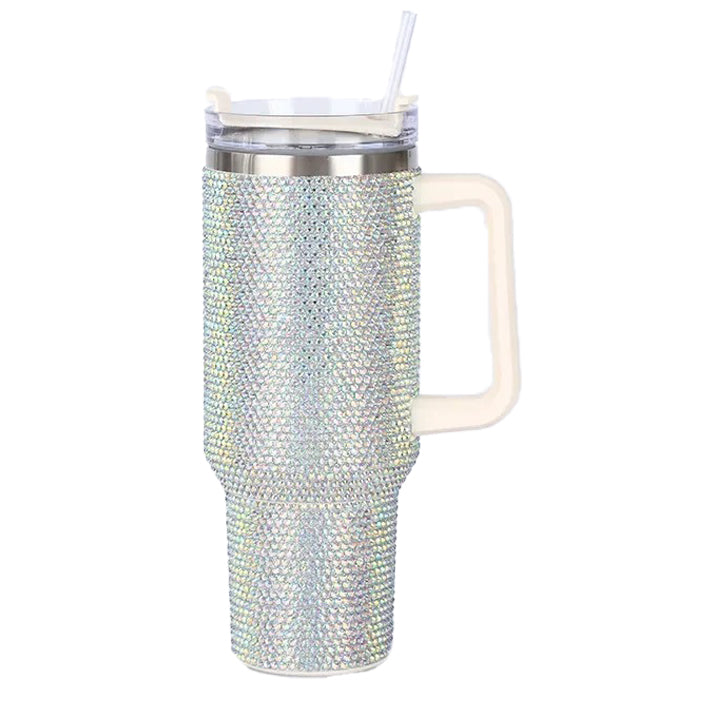 Rhinestone Tumbler Cup with Straw – Glitter Travel Mug