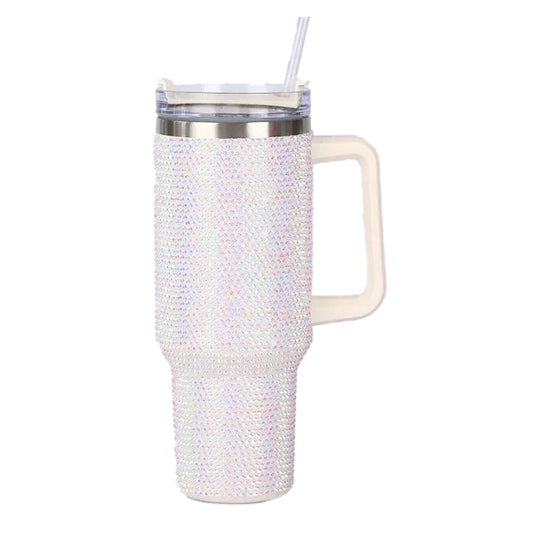 Rhinestone Tumbler Cup with Straw – Glitter Travel Mug