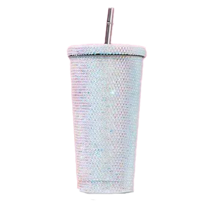 Rhinestone Coffee Tumbler with Straw