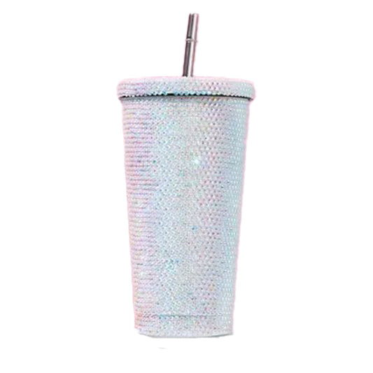 Rhinestone Coffee Tumbler with Straw