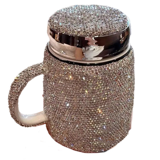 Sparkling Rhinestone Ceramic Coffee Mug with Handle
