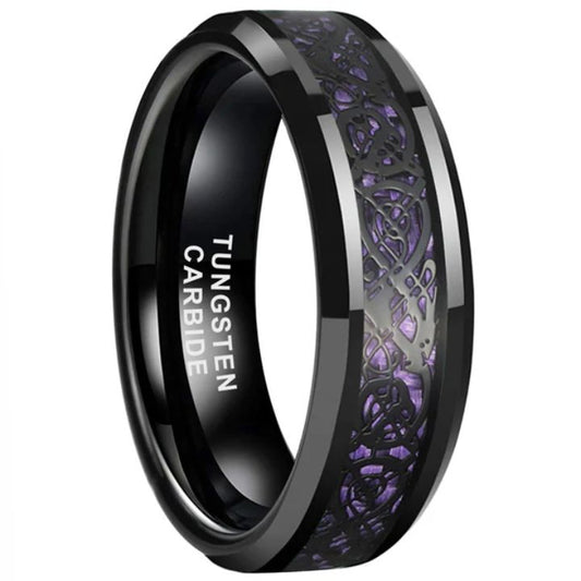 6mm/8mm Tungsten Carbide Ring with Purple Celtic Inlay