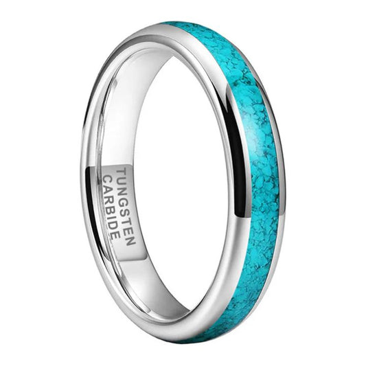 4/6/8mm Tungsten Carbide Ring with Turquoise Inlay Sleek and Durable