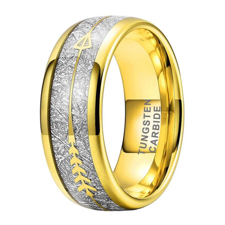 8mm Gold & Silver Tungsten Carbide Ring Dual-Tone Polished Band