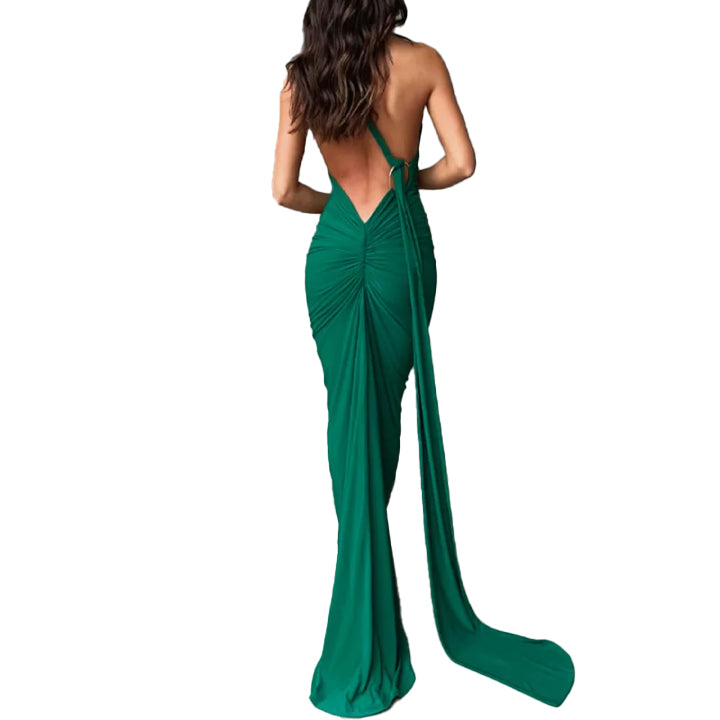 Women Loop Ruched Sexy Maxi Dress