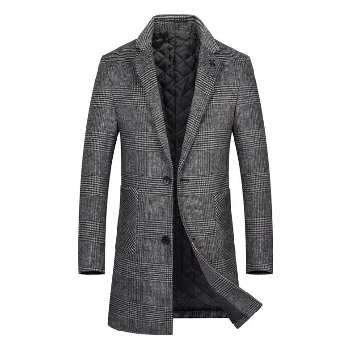 Men's Winter Plaid Wool Coat