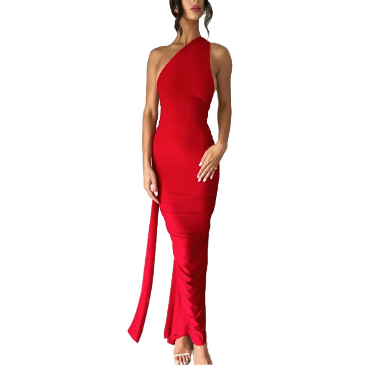 Women Loop Ruched Sexy Maxi Dress