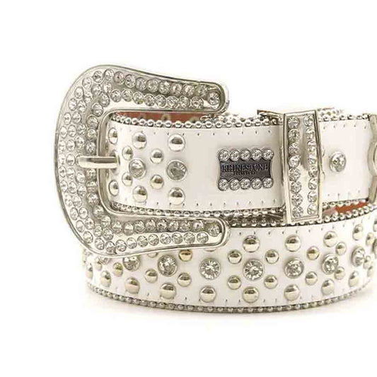 White Strap With Crystal Studded Rhinestone Belt