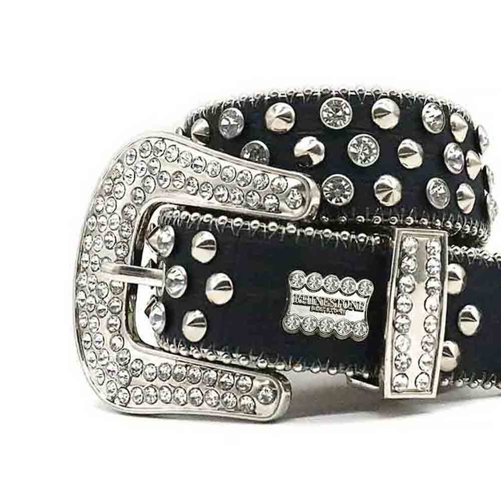 Black With Silver Studs Sparkle Rhinestone Belt