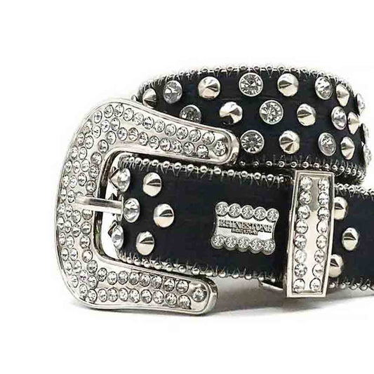 Black With Silver Studs Sparkle Rhinestone Belt
