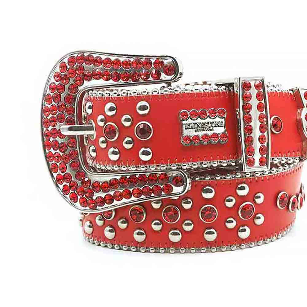 Red Strap With Red Studded Rhinestone BB Belt