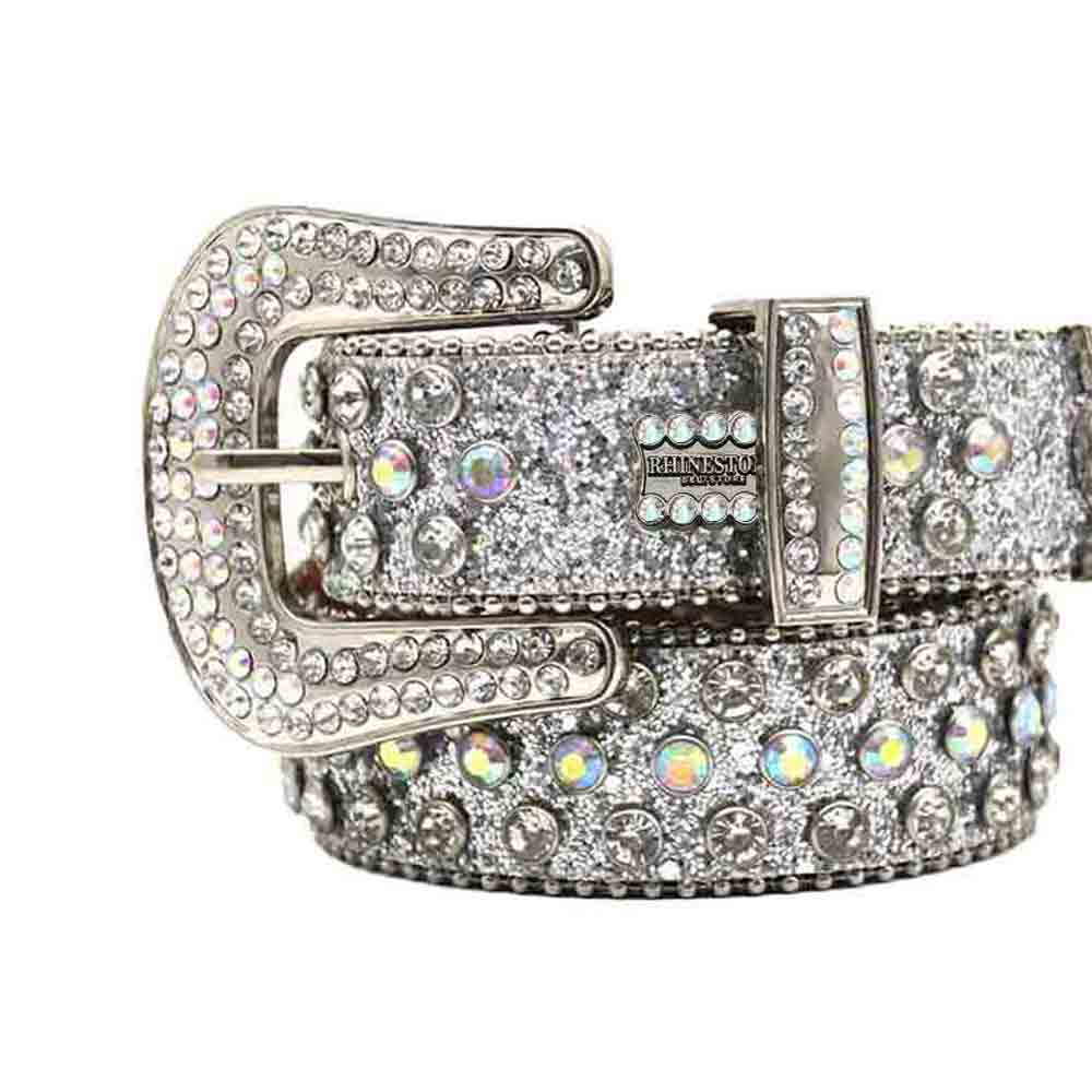 Grey Strap With Multi Studded Rhinestone BB Belt