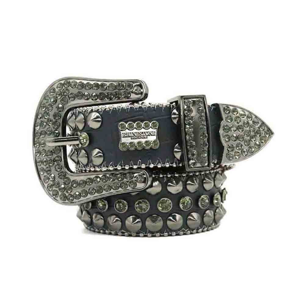 Grey Strap With Antique Crystal Studded Rhinestone BB Belt