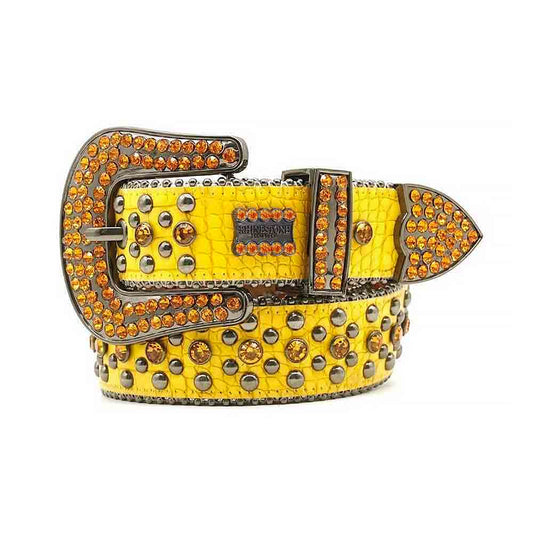 Yellow Belt With Yellow Bling Crystal Rhinestones