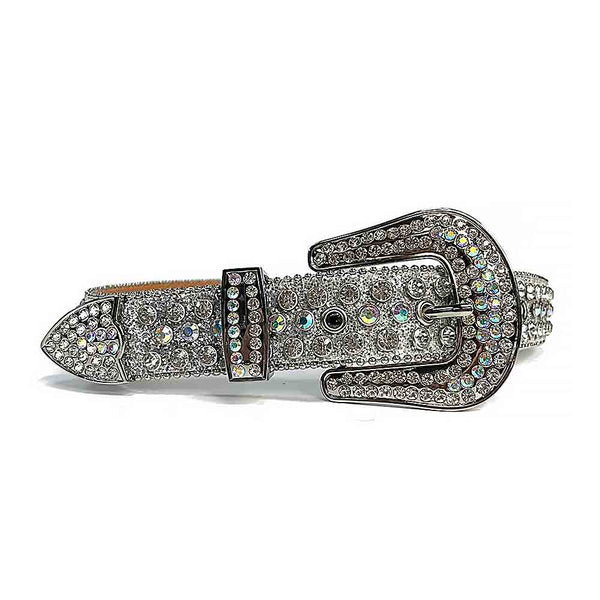 Silver Strap With Multi Color & Diamond Crystals Studded Rhinestone Belt