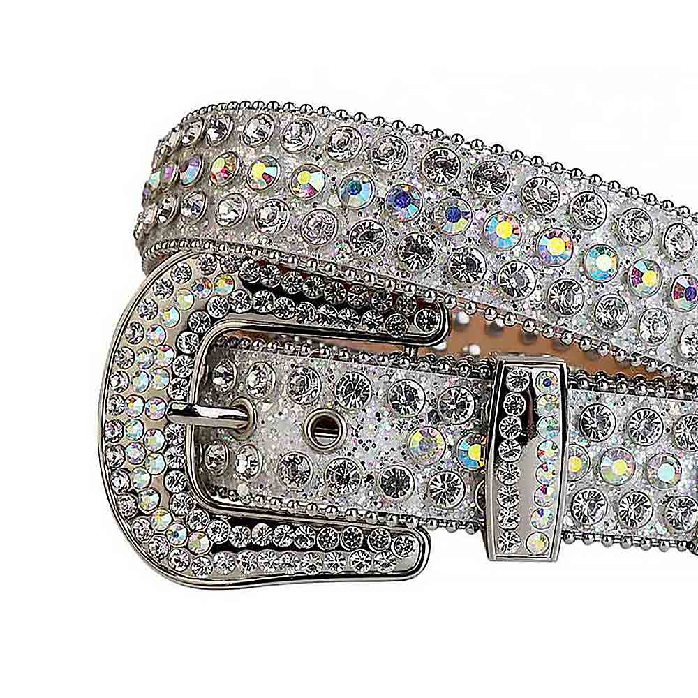 Silver Strap With Multi & Crystal Silver Studded Rhinestone Belt