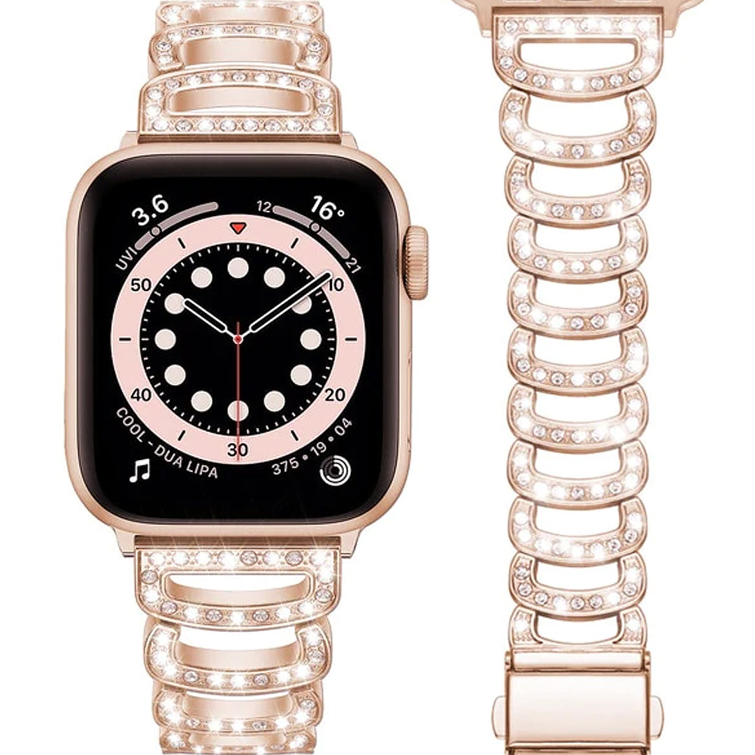 Crystal Studded Rhinestone Metal Watch Band