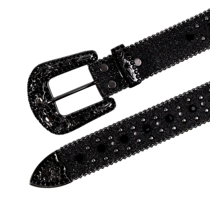 【貴重】BoTT sparkle leather belt black Black Rhinestone Belt | Rhinestone Belt Store