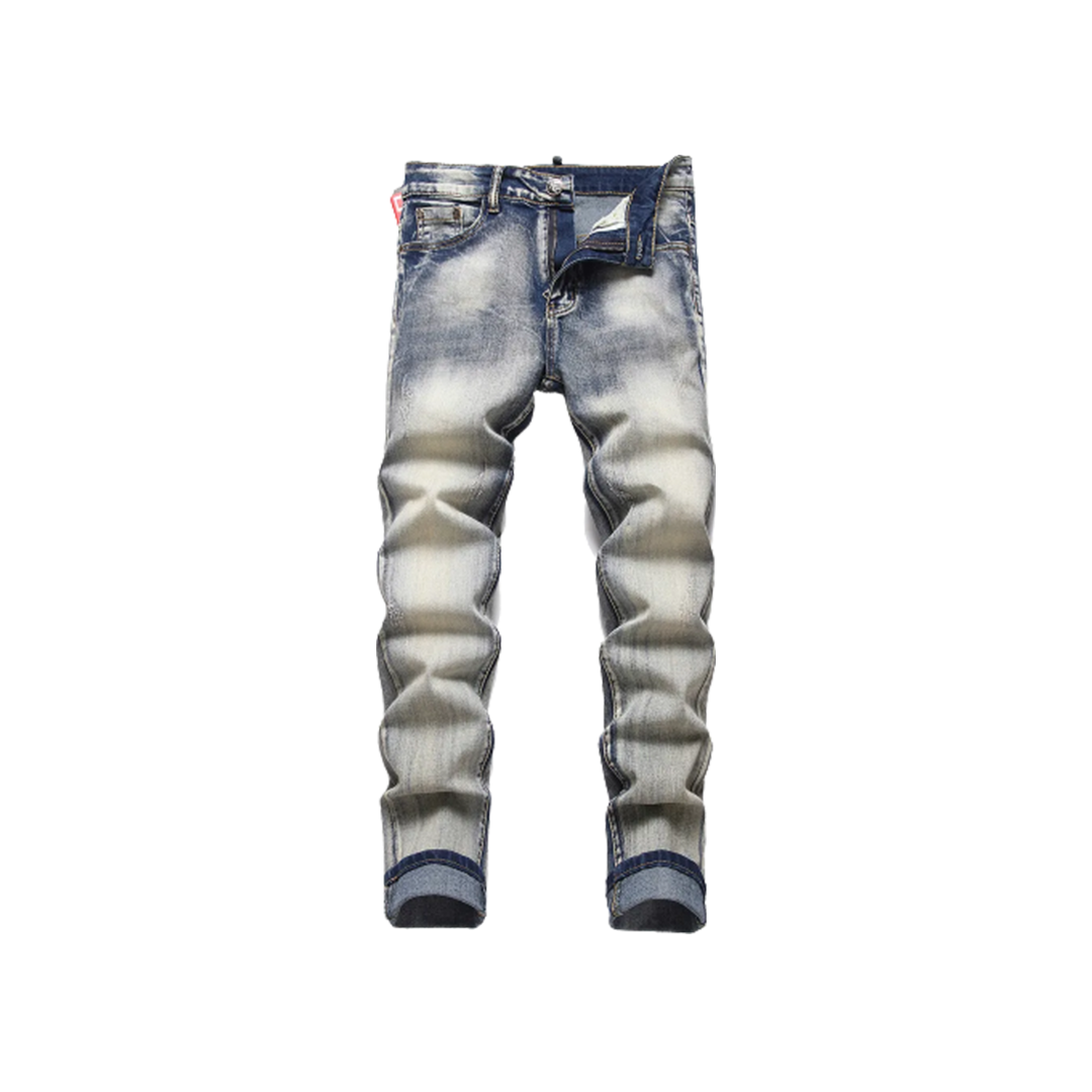 Men's Vintage Classic Retro Blue Stretch Denim Jeans