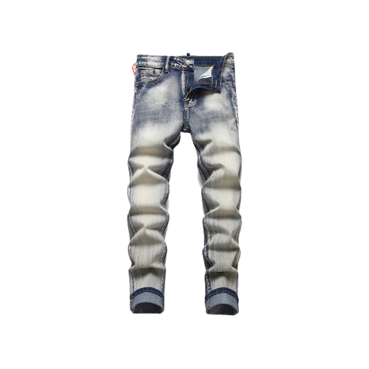 Men's Vintage Classic Retro Blue Stretch Denim Jeans