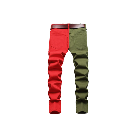 Men's Two Contrast Colors Spliced Denim Jeans