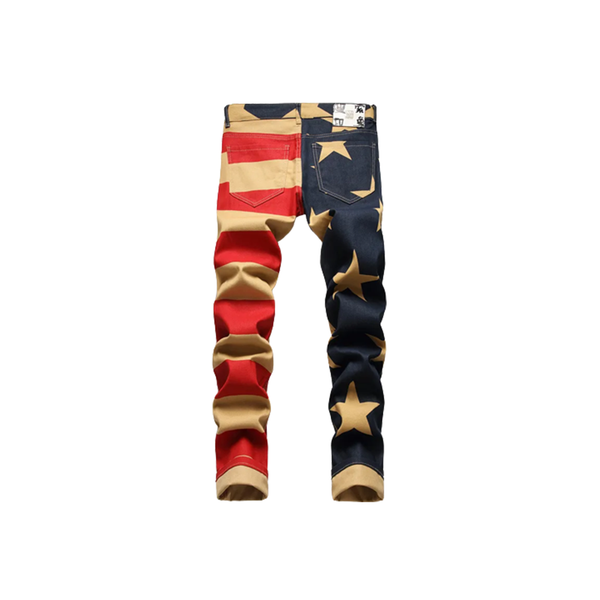 Men's American Flag Print Denim Jeans