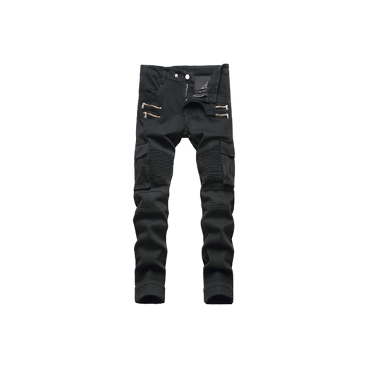Men's Cargo Biker Multi Pockets Denim Jeans