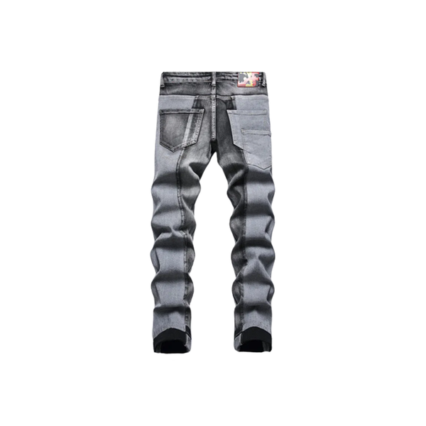 Men's Patchwork Spliced Pockets Denim Jeans