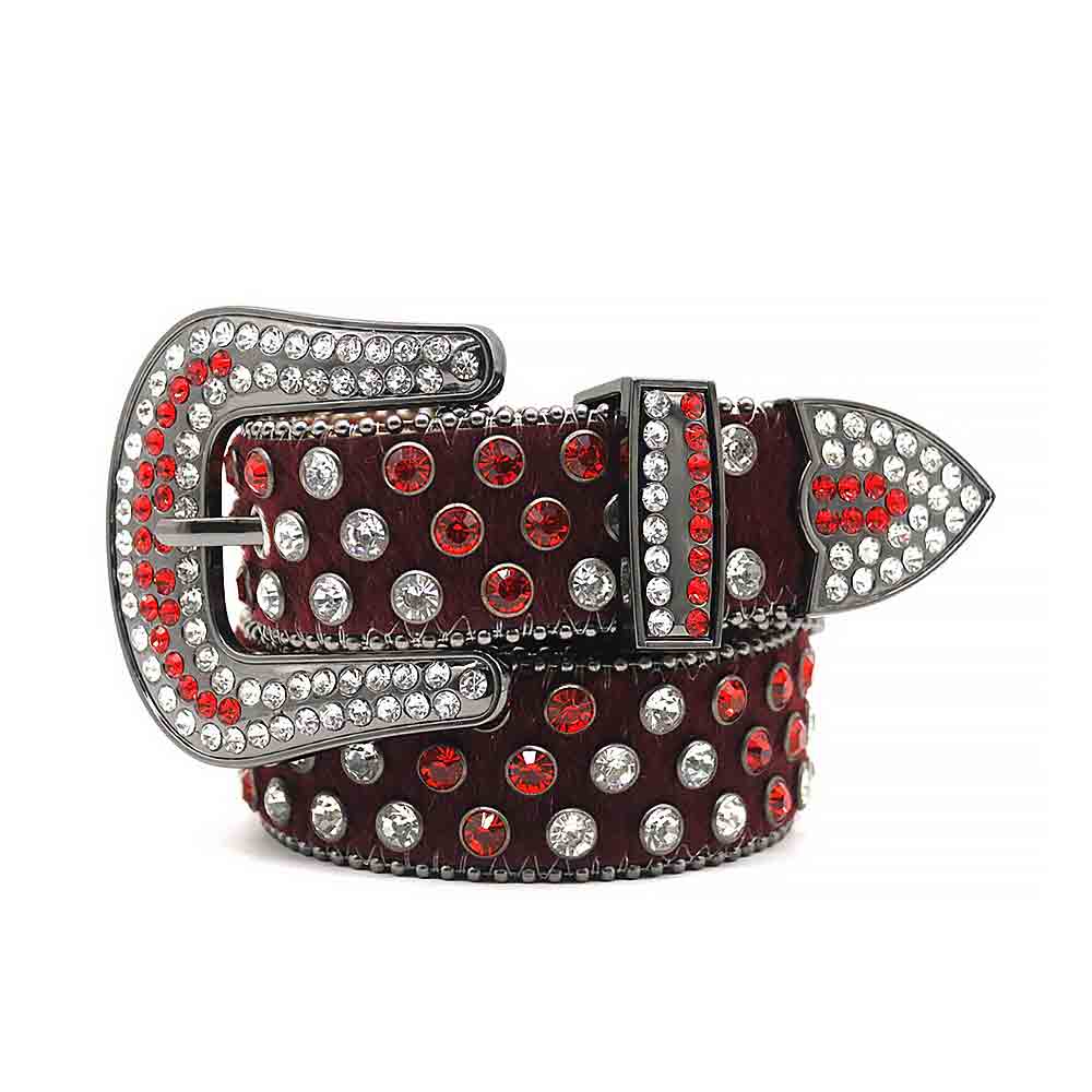 Red Strap With Red & Silver Shiny Rhinestone Belt