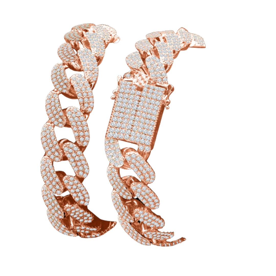 Cuban Colt  - 12MM Miami Cuban Hip Hop Rose Gold Chain Locked and Rolled Up | RhinestoneBeltstore.com