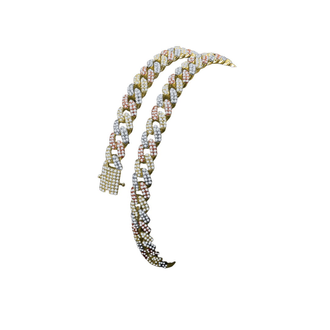 Spectruma Bling- 8MM Miami Cuban Hip Hop Multi-Color Chain Rolled Up and Unlocked | RhinestoneBeltstore.com