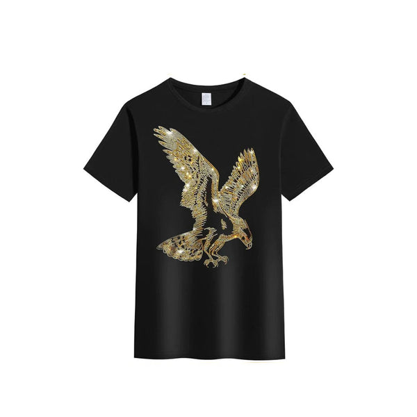 Men's Eagle Rhinestone Design Bling Sparkling T-Shirt
