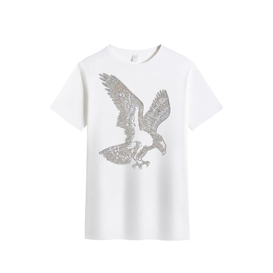 Men's Eagle Rhinestone Design Bling Sparkling T-Shirt