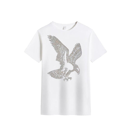 Men's Eagle Rhinestone Design Bling Sparkling T-Shirt