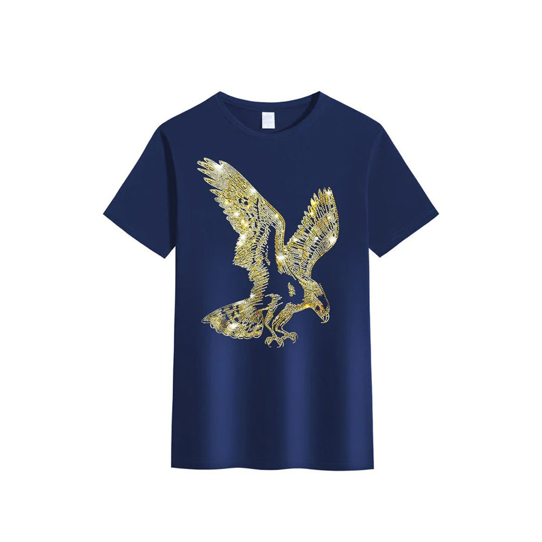 Men's Eagle Rhinestone Design Bling Sparkling T-Shirt