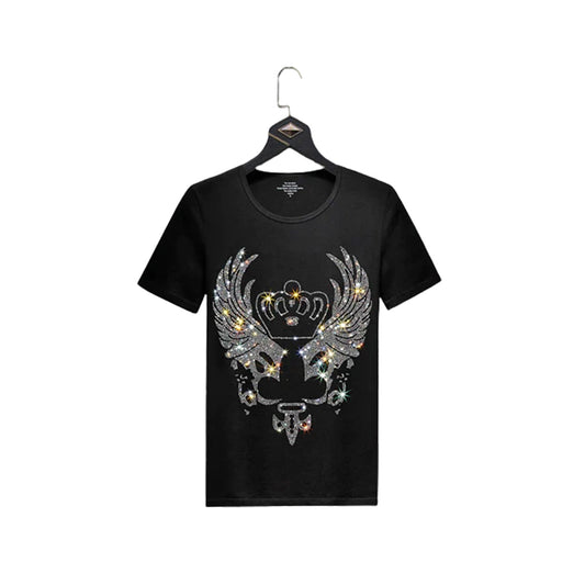 Men's Fashion Crown Rhinestones Short Sleeve T-Shirt