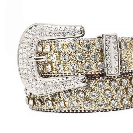Glittering Gold Strap With Crystal Rhinestone Belt