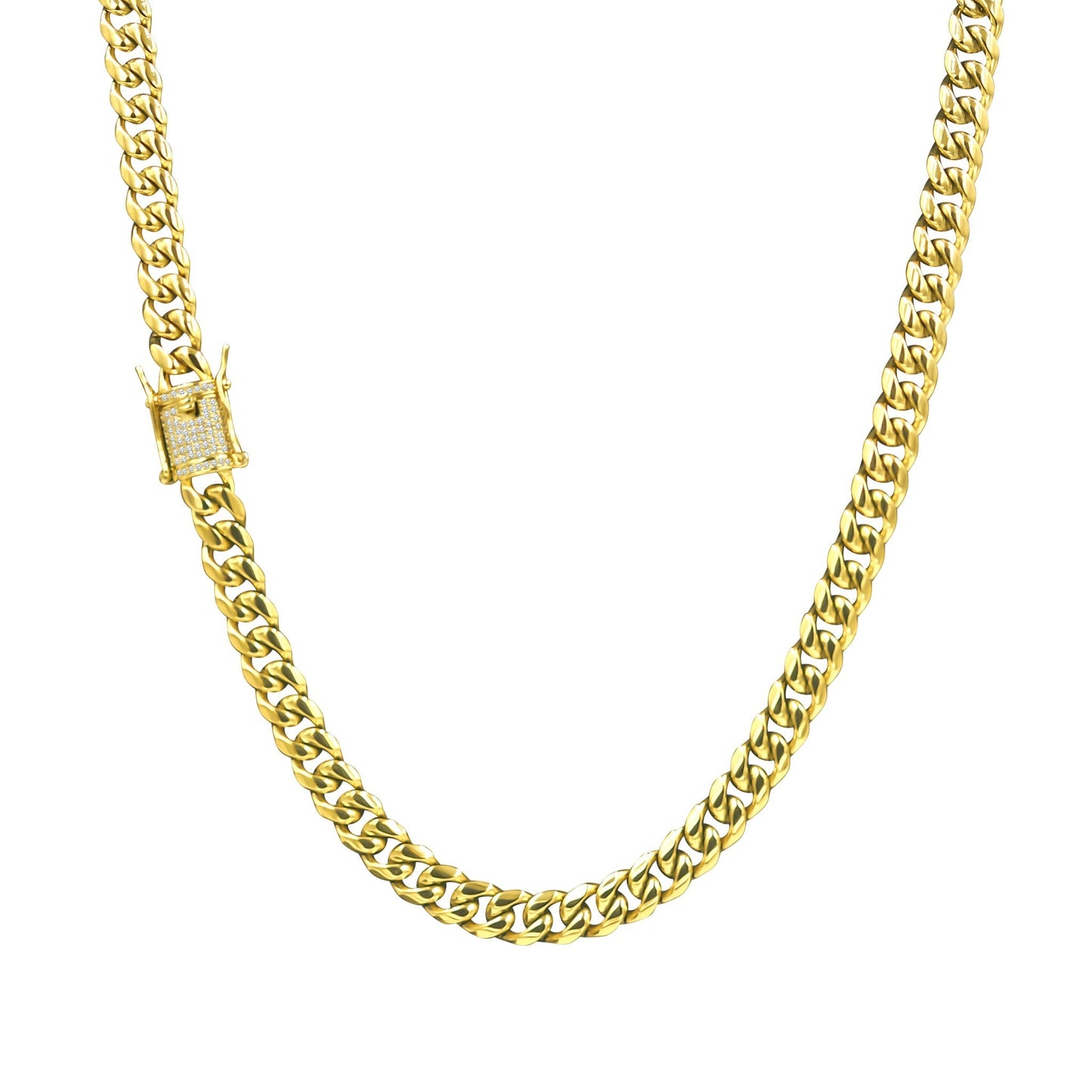 Men's Ritzy 8MM Miami Cuban CZ Gold-Colored Steel Chain