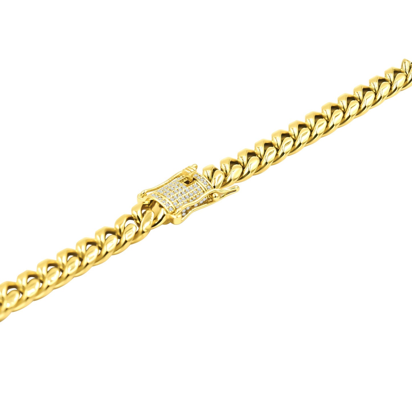 Men's Ritzy 8MM Miami Cuban CZ Gold-Colored Steel Chain