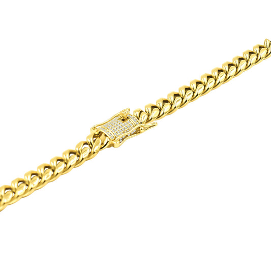 Men's Ritzy 8MM Miami Cuban CZ Gold-Colored Steel Chain