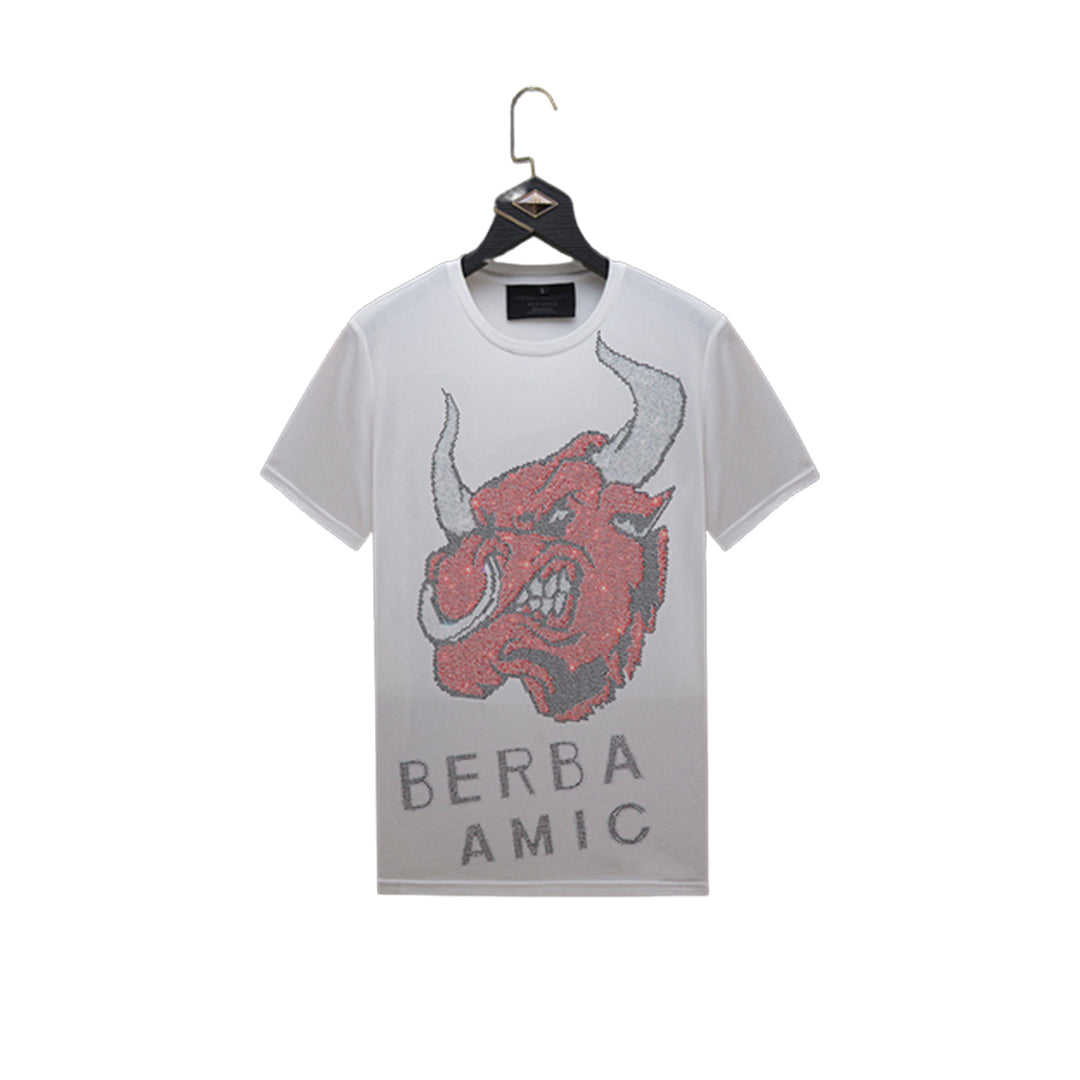 Men's Streetwear Short Sleeve Bull Rhinestone T-Shirt