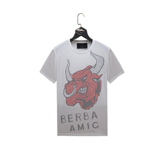 Men's Streetwear Short Sleeve Bull Rhinestone T-Shirt