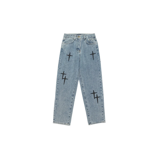 Men's Street Style Print Cargo Denim Jeans